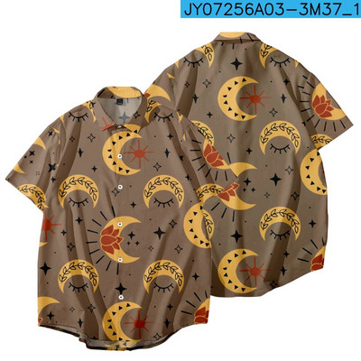 Moon Print Κοντομάνικο Fishon Ανδρικά πουκάμισα Hot Sale Γυναικεία μπλουζάκια Μπλούζες Unisex Μπλούζες