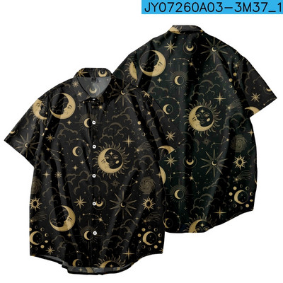 Moon Print Κοντομάνικο Fishon Ανδρικά πουκάμισα Hot Sale Γυναικεία μπλουζάκια Μπλούζες Unisex Μπλούζες