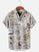 Nyári férfi alkalmi tengeri tengeri tengeri organizmus nyomtatott ingek 2022-es rövid ujjú hawaii ing lehajtható galléros strandblúzok felsők