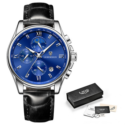 Νέο ανδρικό ρολόγια LIGE 2021 Fashion Casual δερμάτινο αθλητικό ρολόι καρπού ανδρικό κορυφαία επωνυμία πολυτελής αδιάβροχο χρονογράφος ανδρικό ρολόι ημερομηνίας