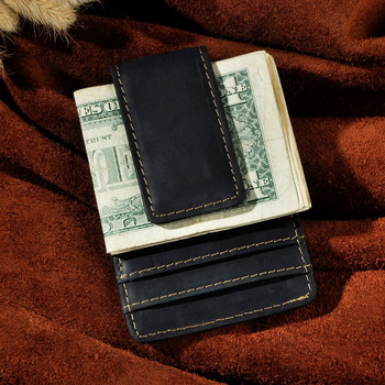 Βοοειδή αρσενικό πραγματικό δέρμα Πιστωτική κάρτα Μετρητά Θήκη λογαριασμών Μαγνήτης Κλιπ χρημάτων Λεπτό μίνι πρακτικό πορτοφόλι μπροστινό πορτοφόλι τσέπης για άνδρες 1017b
