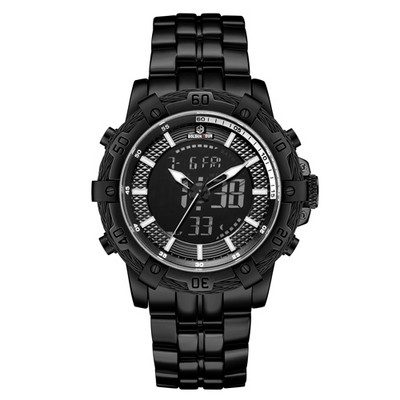 Ανδρικό ρολόι GOLDENHOUR Fashion Luxury Dual Display Ρολόγια χειρός χαλαζία από ανοξείδωτο ατσάλι Αδιάβροχο αθλητικό ρολόι Relogio Masculino