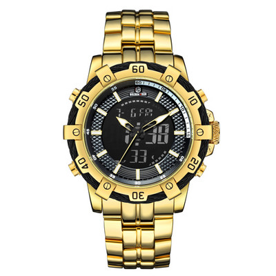 Ανδρικό ρολόι GOLDENHOUR Fashion Luxury Dual Display Ρολόγια χειρός χαλαζία από ανοξείδωτο ατσάλι Αδιάβροχο αθλητικό ρολόι Relogio Masculino