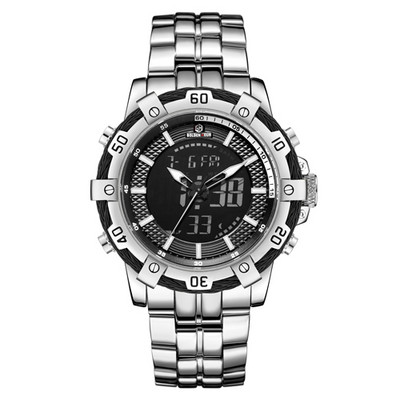 Ανδρικό ρολόι GOLDENHOUR Fashion Luxury Dual Display Ρολόγια χειρός χαλαζία από ανοξείδωτο ατσάλι Αδιάβροχο αθλητικό ρολόι Relogio Masculino