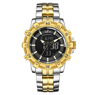 Ανδρικό ρολόι GOLDENHOUR Fashion Luxury Dual Display Ρολόγια χειρός χαλαζία από ανοξείδωτο ατσάλι Αδιάβροχο αθλητικό ρολόι Relogio Masculino