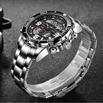 Ανδρικά ρολόγια 2022 Νέο FOXBOX Dual Display Αθλητικό ρολόι καρπού από ανοξείδωτο ατσάλι για άνδρες Αδιάβροχο ρολόι ημερομηνίας Relogio Masculino+Box