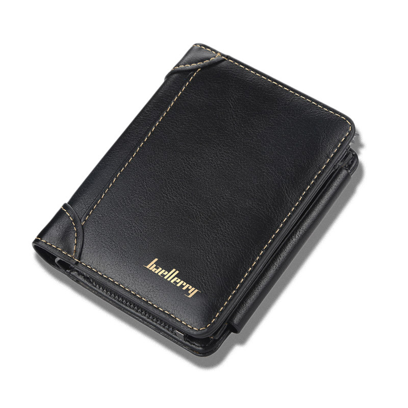 Jauni ādas vīriešu maki Augstas kvalitātes vīriešu maciņš ar rāvējslēdzēju monētu kabata īsa dizaina karšu turētājs melns vīriešu somiņš vintage vīriešu maki