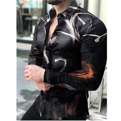 Prabangios mados socialiniai vyriški marškiniai su apykaklėtomis sagutėmis Laisvalaikio spausdinimo viršutiniai drabužiai ilgomis rankovėmis Vyriški drabužiai Prom Party Cardigan