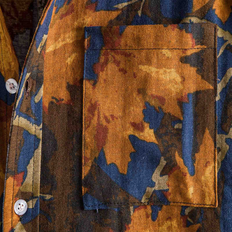 Medvilniniai lininiai klevo lapai havajietiški marškinių stovas apykaklė Vintage Vyriški trumpomis rankovėmis marškiniai Palaidinės Et Chemises