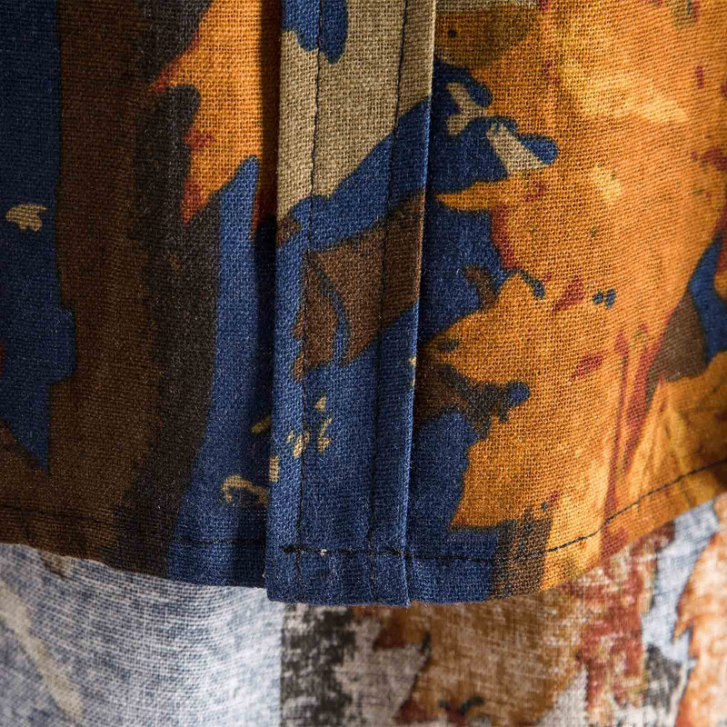 Medvilniniai lininiai klevo lapai havajietiški marškinių stovas apykaklė Vintage Vyriški trumpomis rankovėmis marškiniai Palaidinės Et Chemises