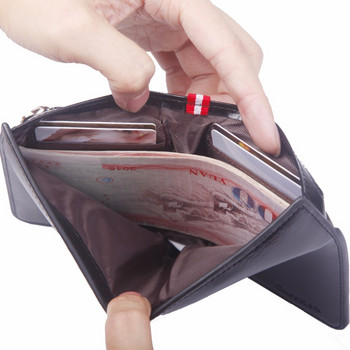 Νέο ανδρικό πορτοφόλι από λαδόκερο δερμάτινο μοδάτο Κοντή διπλή θήκη για κάρτες Casual ανδρικό πορτοφόλι Soild με ανδρική τσάντα με φερμουάρ με τσέπη νομισμάτων