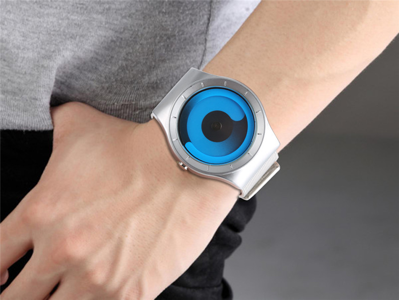 Radoši vīriešu pulksteņi Future Graphic Sense Swirl Maelstrom Face Kvarca Pulkstenis Nerūsējošā tērauda sieviešu vīrieša pāra rokas pulksteņi