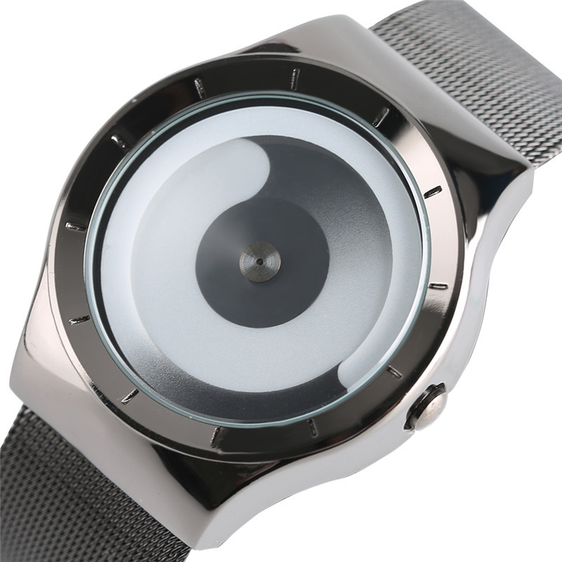 Radoši vīriešu pulksteņi Future Graphic Sense Swirl Maelstrom Face Kvarca Pulkstenis Nerūsējošā tērauda sieviešu vīrieša pāra rokas pulksteņi