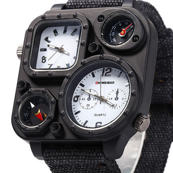 Ανδρικά ρολόγια Military Army Quartz Ρολόι καρπού για άνδρες Καμβά ρολόι Ρολόι διπλής ώρας αναλογικό Relogio Masculino Sports Clock Man