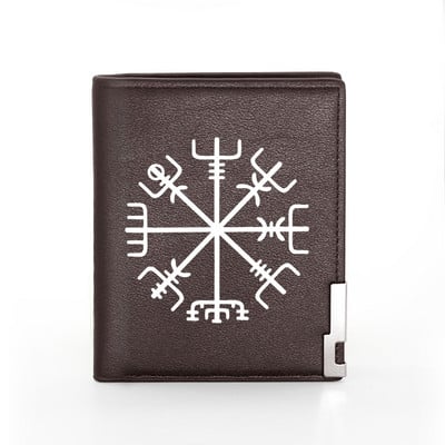 Skandinaavia mütoloogia viikingimärgi nahast rahakott Klassikaline meeste naiste rahakott, õhukesed krediitkaardi-/ID-hoidjad, meeste lühikesed rahakotid