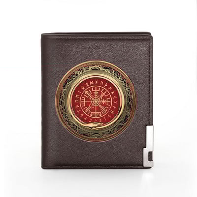 Skandinaavia mütoloogia viikingimärgi nahast rahakott Klassikaline meeste naiste rahakott, õhukesed krediitkaardi-/ID-hoidjad, meeste lühikesed rahakotid