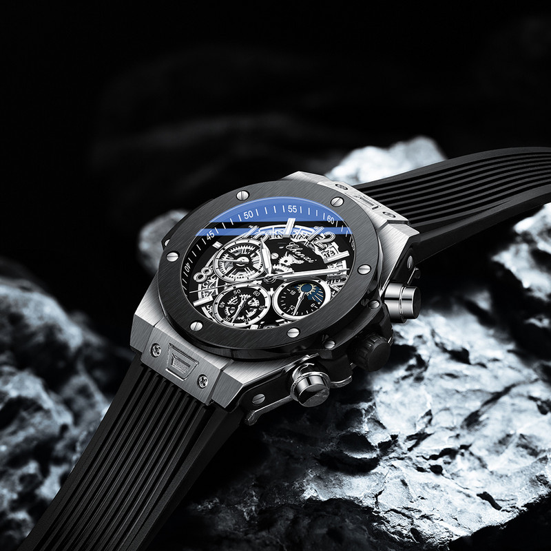 2023. aasta CHENXI meeste käekellad, parima kaubamärgiga luksuslik must silikoonrihm, sõjaväeline spordikell, meeste veekindlad kellad, stopper Moon Phase