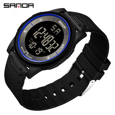 SANDA Fashion Simple White Sport Ρολόγια Ανδρικά Στρατιωτικά LED Ψηφιακό ρολόι Ξυπνητήρι Chronograph 50M Αδιάβροχο Relogio Masculino