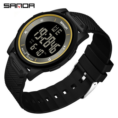 SANDA Fashion Simple White Sport Ρολόγια Ανδρικά Στρατιωτικά LED Ψηφιακό ρολόι Ξυπνητήρι Chronograph 50M Αδιάβροχο Relogio Masculino