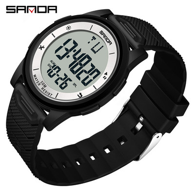 SANDA Fashion Simple White Sport Ρολόγια Ανδρικά Στρατιωτικά LED Ψηφιακό ρολόι Ξυπνητήρι Chronograph 50M Αδιάβροχο Relogio Masculino