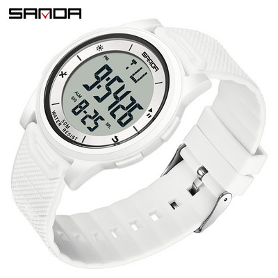 SANDA Fashion Simple White Sport Ρολόγια Ανδρικά Στρατιωτικά LED Ψηφιακό ρολόι Ξυπνητήρι Chronograph 50M Αδιάβροχο Relogio Masculino