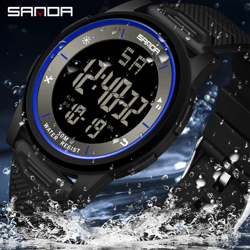 SANDA Fashion Simple White Sport Ρολόγια Ανδρικά Στρατιωτικά LED Ψηφιακό ρολόι Ξυπνητήρι Chronograph 50M Αδιάβροχο Relogio Masculino