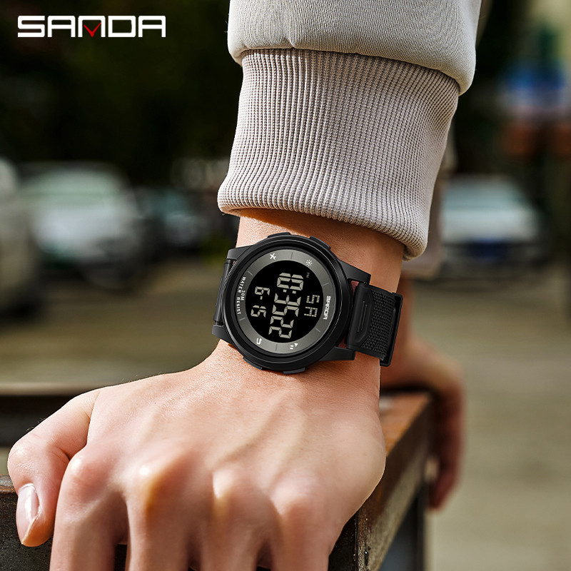 SANDA Fashion Simple White Sport Ρολόγια Ανδρικά Στρατιωτικά LED Ψηφιακό ρολόι Ξυπνητήρι Chronograph 50M Αδιάβροχο Relogio Masculino