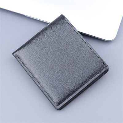 Névjegykártya tartó pénztárca férfi PU bőr rövid pénztárca férfi hitelkártya tok 1 személyazonosító/fotó tartó + 5 nyílás + 2 nagy jegyzet pozíció