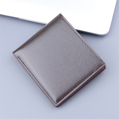 Névjegykártya tartó pénztárca férfi PU bőr rövid pénztárca férfi hitelkártya tok 1 személyazonosító/fotó tartó + 5 nyílás + 2 nagy jegyzet pozíció