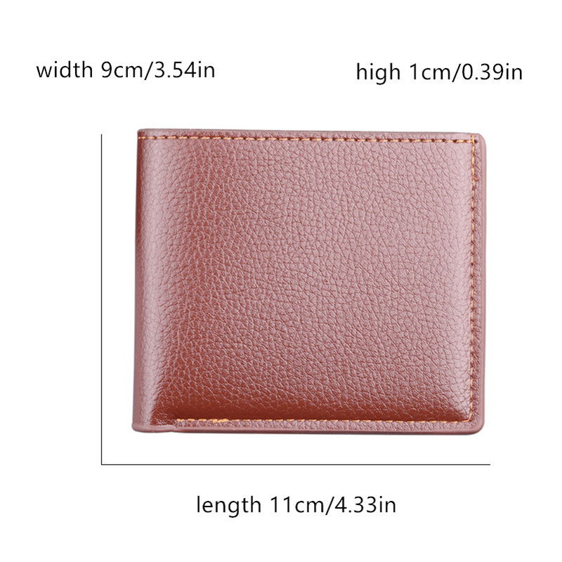 Névjegykártya tartó pénztárca férfi PU bőr rövid pénztárca férfi hitelkártya tok 1 személyazonosító/fotó tartó + 5 nyílás + 2 nagy jegyzet pozíció