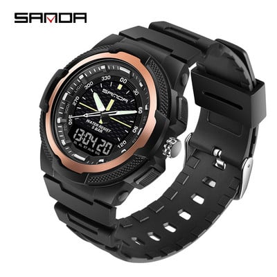 SANDA tippmoebränd meeste kvartsist kahe ekraaniga käekell Spordikindel helendav multifunktsionaalne kell G-stiilis põrutuskindel kell