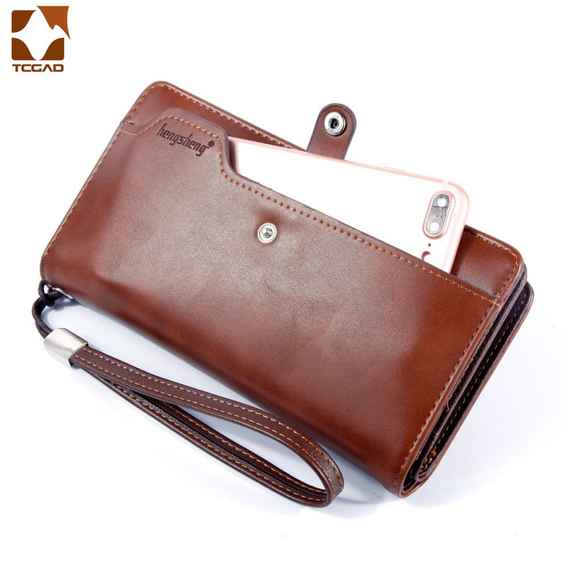 vīriešu maks āda vīriešu gara soma divi nodalījumi carteras de marcas cremallera plegable Multi card vīriešu sajūgs