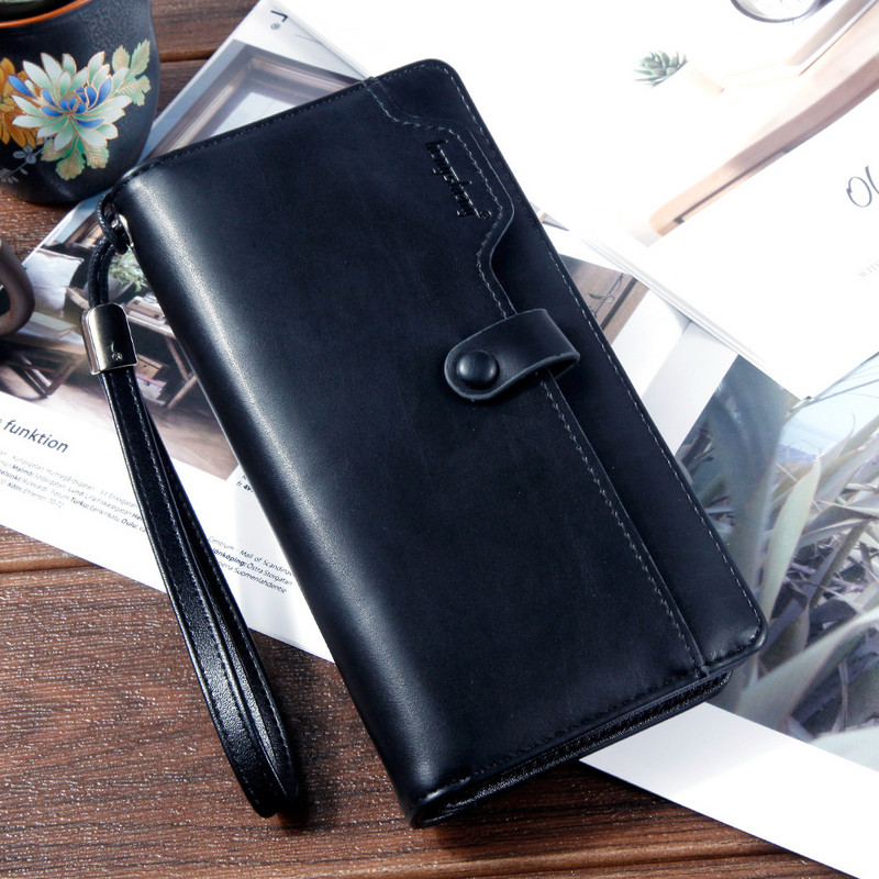 vīriešu maks āda vīriešu gara soma divi nodalījumi carteras de marcas cremallera plegable Multi card vīriešu sajūgs