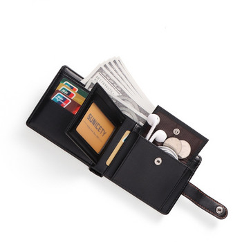 PU Δερμάτινο πορτοφόλι για άνδρες Κοντό φερμουάρ Πορτοφόλι με κέρματα βρετανικού στιλ επαγγελματικού στυλ Κάτοχος ταυτότητας Κάλυμμα τσάντα χρημάτων Πορτοφόλια Rfid
