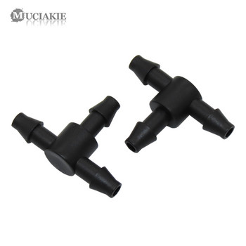 MUCIAKIE 50PCS Barb Tee Piece 3 Way 4/7mm Connector Тръба за напояване на градината, маркуч, T-образна връзка, микроинструмент за капково напояване, 1/4\'\' съединители