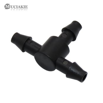 MUCIAKIE 50PCS Barb Tee Piece 3 Way 4/7mm Connector Тръба за напояване на градината, маркуч, T-образна връзка, микроинструмент за капково напояване, 1/4\'\' съединители