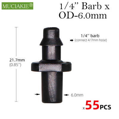 MUCIAKIE 50GAB Dzelzs tēja gabals 3 ceļu 4/7 mm savienotājs dārza laistīšanas caurules šļūtene T savienojuma mikro pilienveida apūdeņošanas rīks 1/4 collu savienojumi