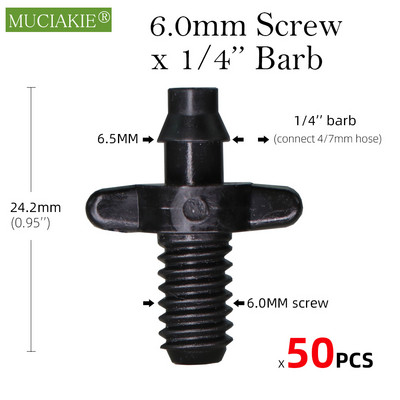 MUCIAKIE 50GAB Dzelzs tēja gabals 3 ceļu 4/7 mm savienotājs dārza laistīšanas caurules šļūtene T savienojuma mikro pilienveida apūdeņošanas rīks 1/4 collu savienojumi
