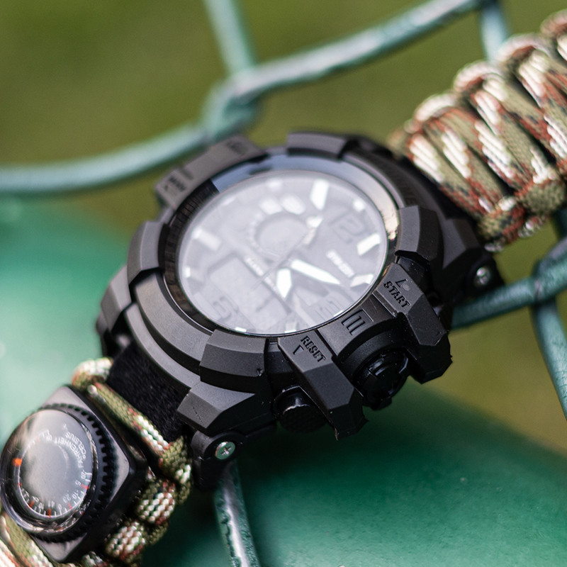 SHIYUNME vyriškas kamufliažas karinis laikrodis vandeniui atsparus kompasas chronografas elektroninis lauko sporto laikrodis vyriškas Relogios Masculino