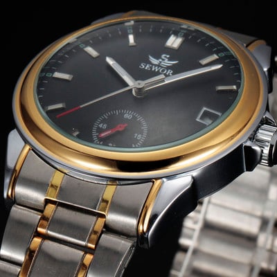 Sewor Top zīmola vīriešu rokas pulksteņi Pilna tērauda Auto Datums Automātiski Mehāniski Pulksteņi Vīriešu Mazas sekundes Lēta cena