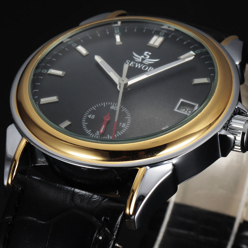 Sewor Top zīmola vīriešu rokas pulksteņi Pilna tērauda Auto Datums Automātiski Mehāniski Pulksteņi Vīriešu Mazas sekundes Lēta cena