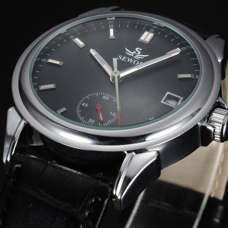 Sewor Top zīmola vīriešu rokas pulksteņi Pilna tērauda Auto Datums Automātiski Mehāniski Pulksteņi Vīriešu Mazas sekundes Lēta cena