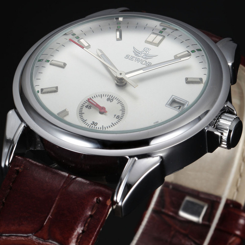 Sewor Top zīmola vīriešu rokas pulksteņi Pilna tērauda Auto Datums Automātiski Mehāniski Pulksteņi Vīriešu Mazas sekundes Lēta cena