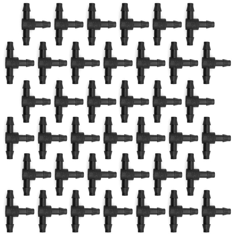 WUJIE 50 DB műanyag tüskés 3-utas TEE csatlakozó 4/7 mm-es csőhöz Öntözőcső tömlőcsatlakozók Mikro csepegtető öntözés Kerti szerszámok