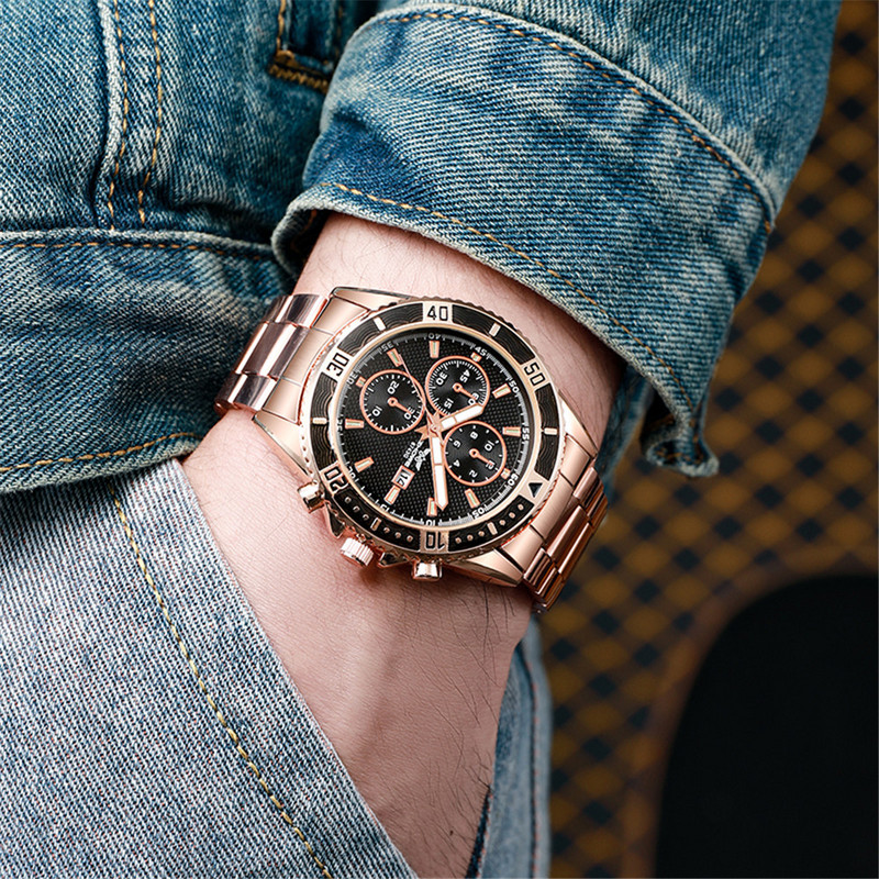 Prabangus vyriškas prekės ženklo laikrodis su dideliu ciferblatu