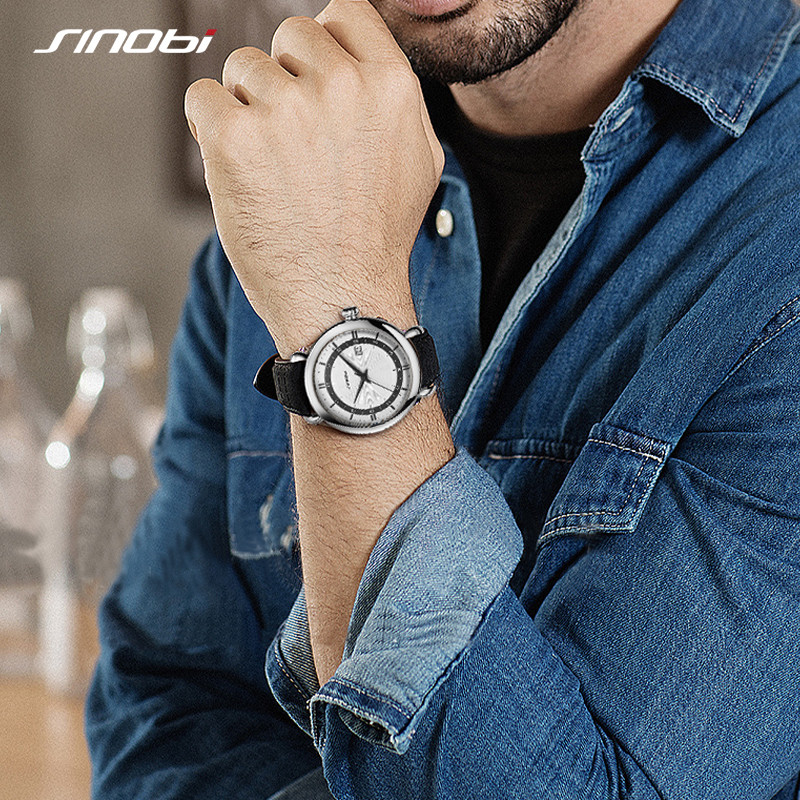 Sinobi 2021. g. luksusa vīriešu īstas ādas pulksteņi, īpaši plāni, 100% nerūsējošā tērauda kvarca rokas pulkstenis vīriešu sporta pulkstenis reloj hombre