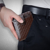 Férfi pénztárcák szőtt mintás bőr férfi rövid pénztárca Tarjetero cipzár körül pénzes táska 2022 Új férfi kártyatartó Carteria