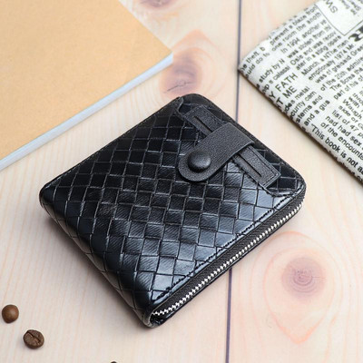 Férfi pénztárcák szőtt mintás bőr férfi rövid pénztárca Tarjetero cipzár körül pénzes táska 2022 Új férfi kártyatartó Carteria