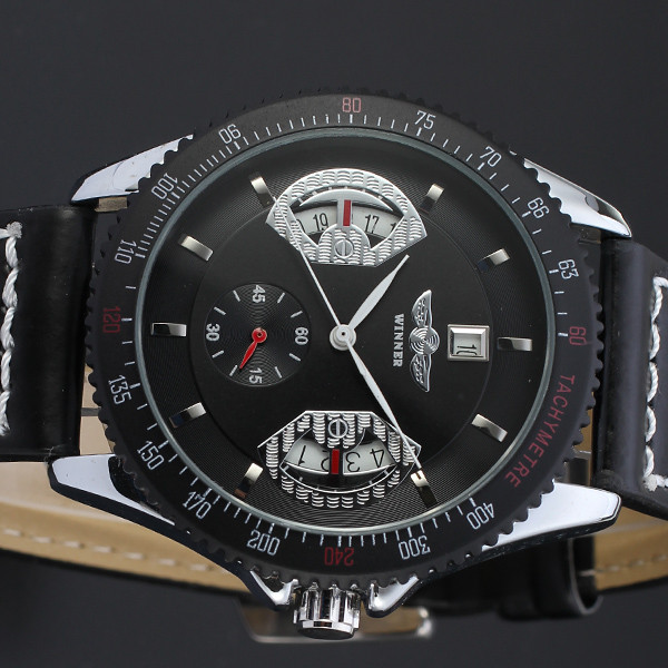 T-WINNER jauns automātisks mehānisks plaukstas locītavas reloj paštinošs dobs krāsains ciparnīca Montre biznesa modes vīriešu ādas siksnu pulksteņi