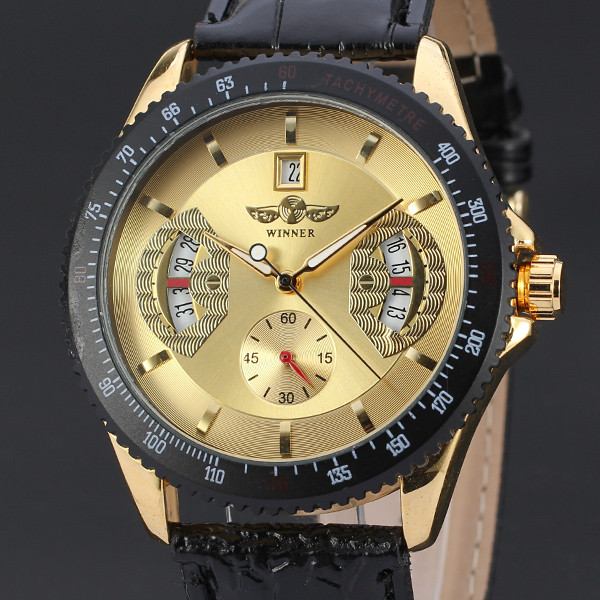 T-WINNER jauns automātisks mehānisks plaukstas locītavas reloj paštinošs dobs krāsains ciparnīca Montre biznesa modes vīriešu ādas siksnu pulksteņi